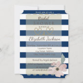 Invitation Fête des mariées de fleurs bleues de la Marine (Devant)