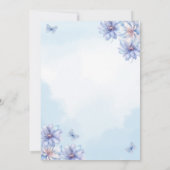 Invitation Fête des mariées de fleurs bleues et papillons (Dos)