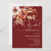 Invitation Fête des mariées de fleurs Brown rouillées de Bour (Devant)