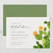 INVITATION FÊTE DES MARIÉES DE FLEURS CACTUS DE DÉSERT DE COU (Devant / Derrière)