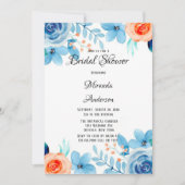 Invitation Fête des mariées de fleurs couleur bleu orangé (Devant)