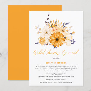 Invitation Fête des mariées de fleurs d'aquarelle jaune par c