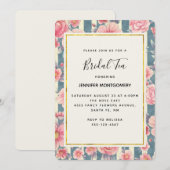 Invitation Fête des mariées de fleurs d'aquarelle rose (Devant / Derrière)