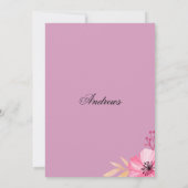 Invitation Fête des mariées de fleurs d'aquarelle rose botani (Dos)