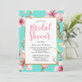 Invitation Fête des mariées de fleurs de cerisier d'aquarelle (Debout devant)