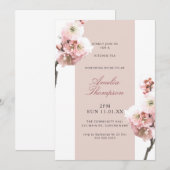 Invitation Fête des mariées de fleurs de cerisier rose poussi (Devant / Derrière)