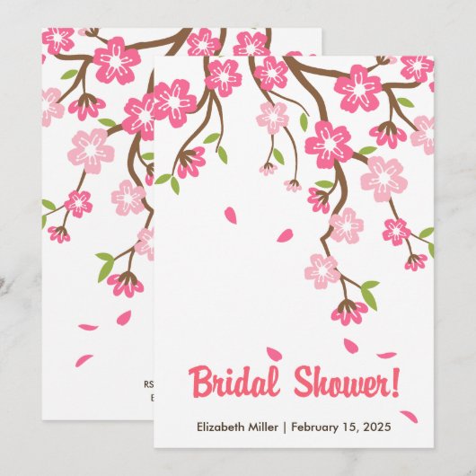 Invitation Fête des mariées de fleurs de cerisier Sakura (Devant / Derrière)