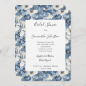 Invitation Fête des mariées de fleurs de Denim bleu blanc (Devant / Derrière)