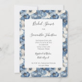 Invitation Fête des mariées de fleurs de Denim bleu blanc (Devant)