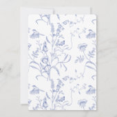 Invitation Fête des mariées de fleurs de jardin bleu et blanc (Dos)