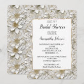 Invitation Fête des mariées de fleurs de lotus blanc or (Devant / Derrière)