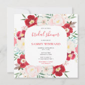 Invitation Fête des mariées de fleurs de pivoines roses et vi (Devant)