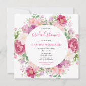 Invitation Fête des mariées de fleurs de pivoines roses et vi (Devant)