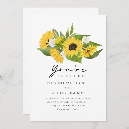 Invitation Fête des mariées de fleurs de soleil boho rustique (Devant / Derrière)