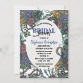 Invitation Fête des mariées de fleurs détaillées violet et bl (Devant)