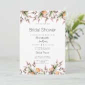 Invitation Fête des mariées de fleurs d'été rose orange botan (Debout devant)