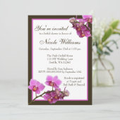 Invitation Fête des mariées de fleurs d'orchidées roses (Debout devant)