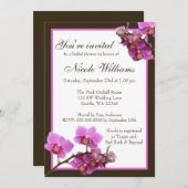 Invitation Fête des mariées de fleurs d'orchidées roses (Devant / Derrière)