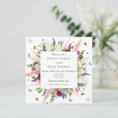 Invitation Fête des mariées de fleurs et papillons modernes (Debout devant)