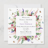 Invitation Fête des mariées de fleurs et papillons modernes (Devant)