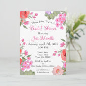 Invitation Fête des mariées de fleurs florales roses modernes (Debout devant)