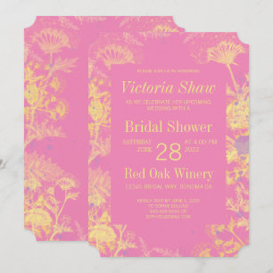 Invitation Fête des mariées de fleurs jaunes peintes