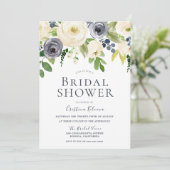 Invitation Fête des mariées de fleurs magnifiques Marine & Bl (Debout devant)