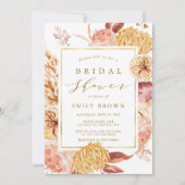 Invitation Fête des mariées de fleurs Orange Terracotta brûlé (Devant)