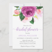 Invitation Fête des mariées de fleurs rose et violet (Devant)