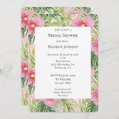 Invitation Fête des mariées de fleurs rose tropicale (Devant / Derrière)