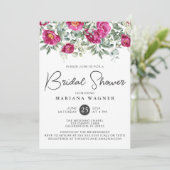 Invitation Fête des mariées de fleurs rose verte (Debout devant)