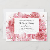 Invitation Fête des mariées de fleurs roses (Devant)