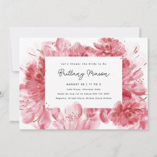 Invitation Fête des mariées de fleurs roses (Devant)