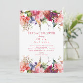 Invitation Fête des mariées de fleurs roses (Debout devant)