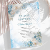 Invitation Fête des mariées de fleurs Roses bleu Dusty