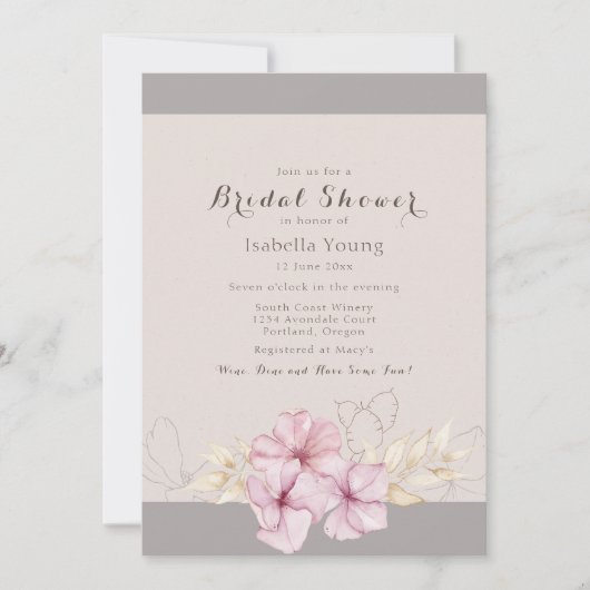 Invitation Fête des mariées de fleurs roses d'automne (Devant)