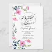 Invitation Fête des mariées de fleurs roses du jardin (Devant)