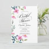 Invitation Fête des mariées de fleurs roses du jardin (Debout devant)