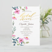 Invitation Fête des mariées de fleurs roses du jardin (Debout devant)