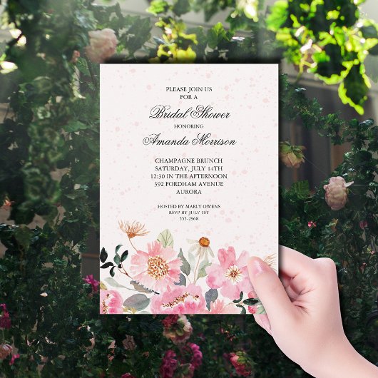 Invitation Fête des mariées de fleurs roses du jardin