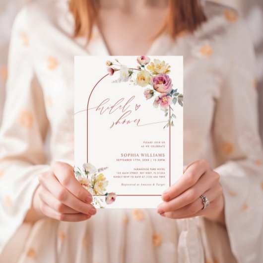 Invitation Fête des mariées de fleurs Roses du jardin Boho