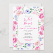 Invitation Fête des mariées de fleurs roses florales (Devant)