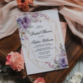 Invitation Fête des mariées de fleurs Roses violettes et bleu