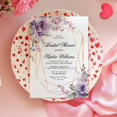 Invitation Fête des mariées de fleurs Roses violettes et bleu