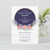 Invitation Fête des mariées de fleurs sauvages de la marine n (Debout devant)