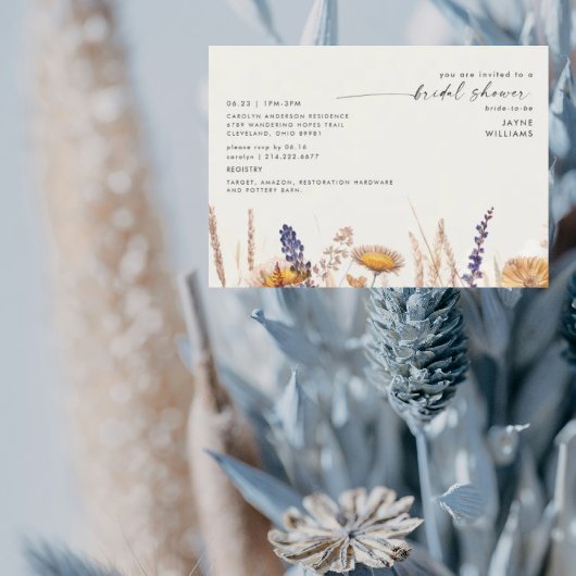 Invitation Fête des mariées de fleurs séchées à la crème douc