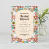 Invitation Fête des mariées de fleurs Super Hippie rétro (Debout devant)