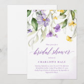 Invitation Fête des mariées de fleurs violettes (Devant / Derrière)