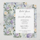 Invitation Fête des mariées de fleurs violettes de crème roma (Devant / Derrière)