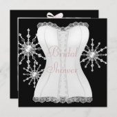 Invitation Fête des mariées de flocons de neige rose noir bla (Devant / Derrière)